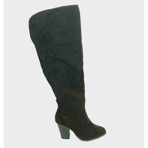 Lane Bryant Womens‎ Over the Knee Fabric Zip Boots Stacked Wide Collar Black 10W